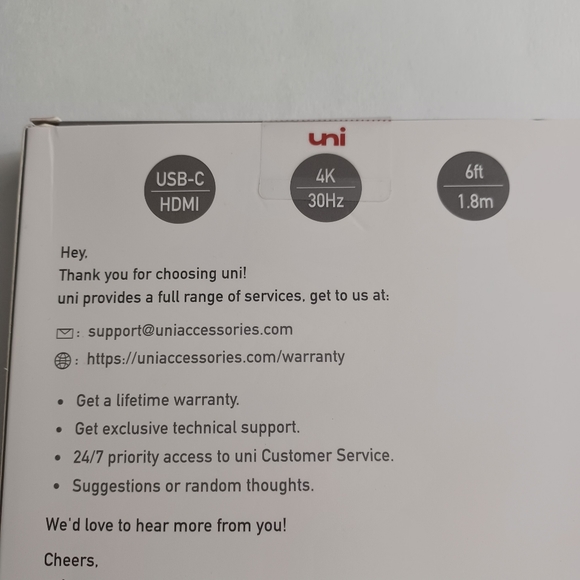 UNI NEW USB-C To HDMI Cable With Box -4K -6 Feet -XPS 15 - Picture 4 of 7